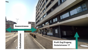 Bild vom Eingang des Profil Büros in Zug